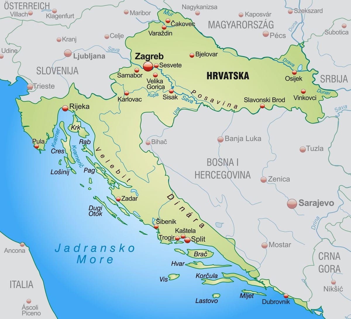 Паўночная Харватыя карта