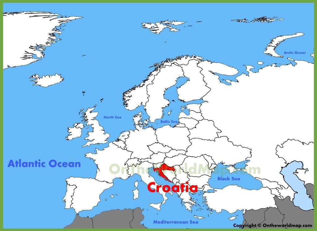 размяшчэнне Харватыі на карце свету
