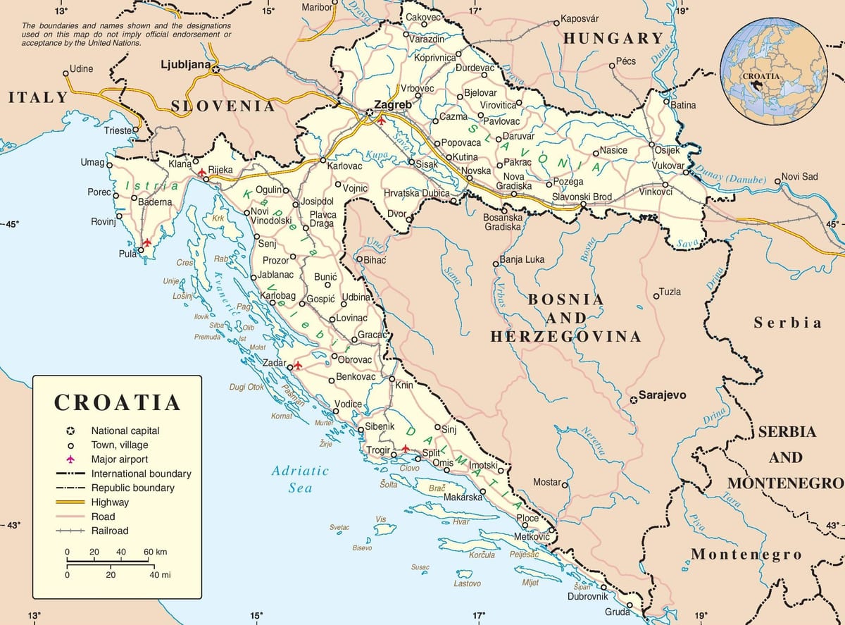 ваджэнне карта Харватыі