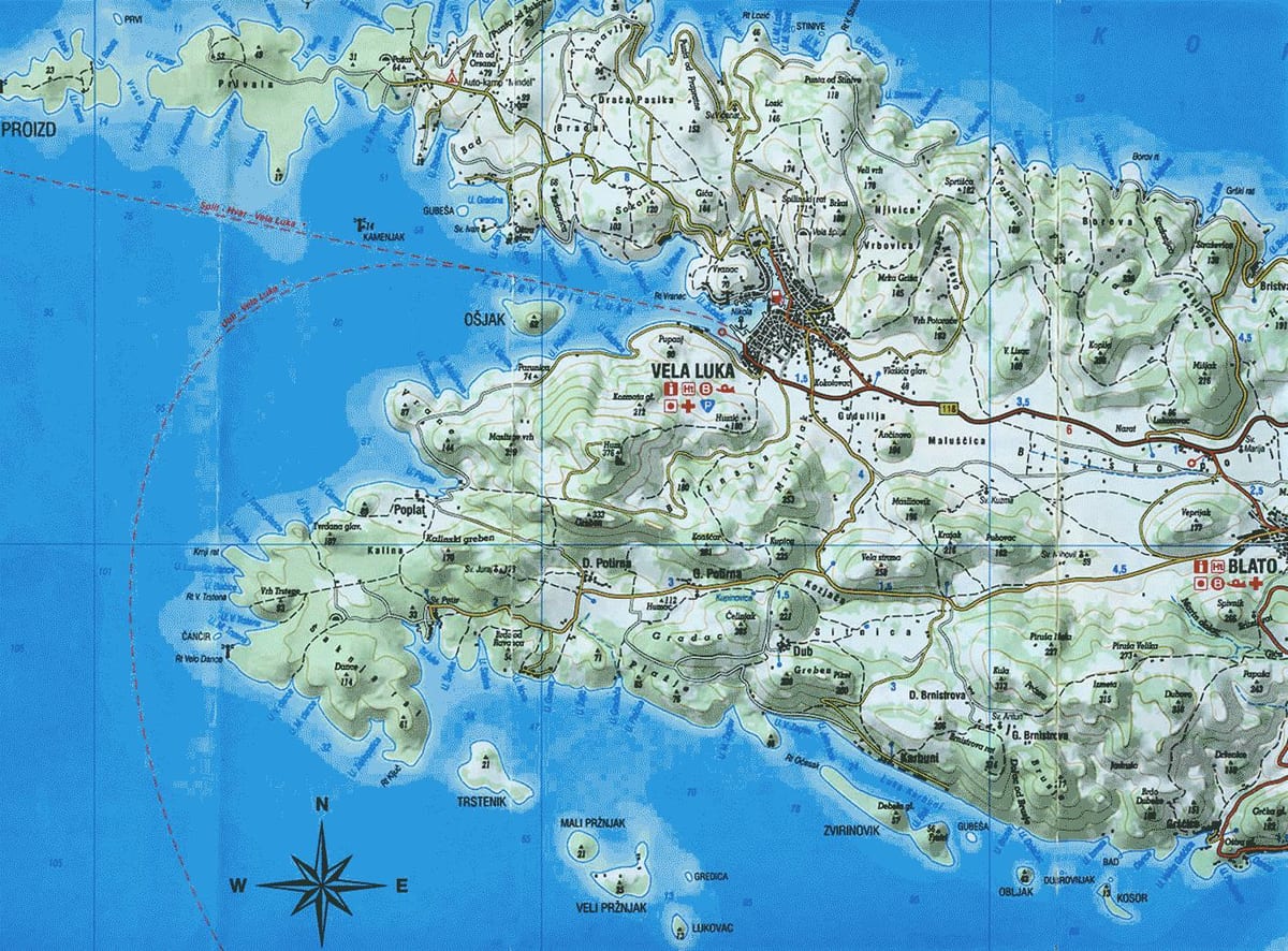 карта корчула Харватыя