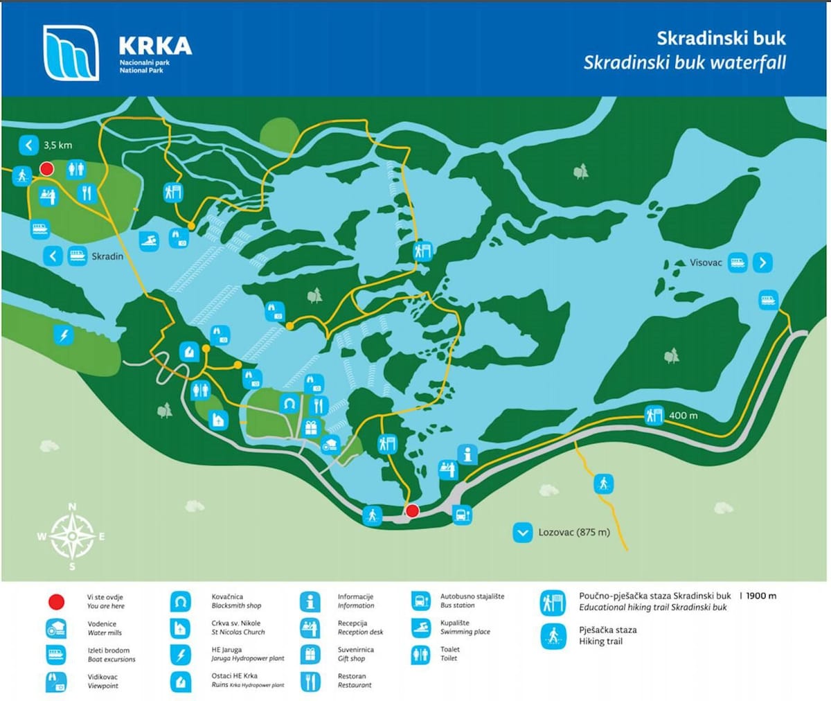 нацыянальны парк крка Харватыя карта