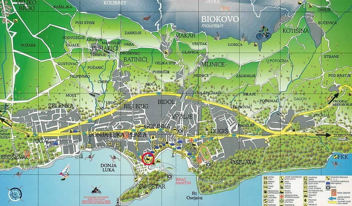 карта макарскі Харватыя
