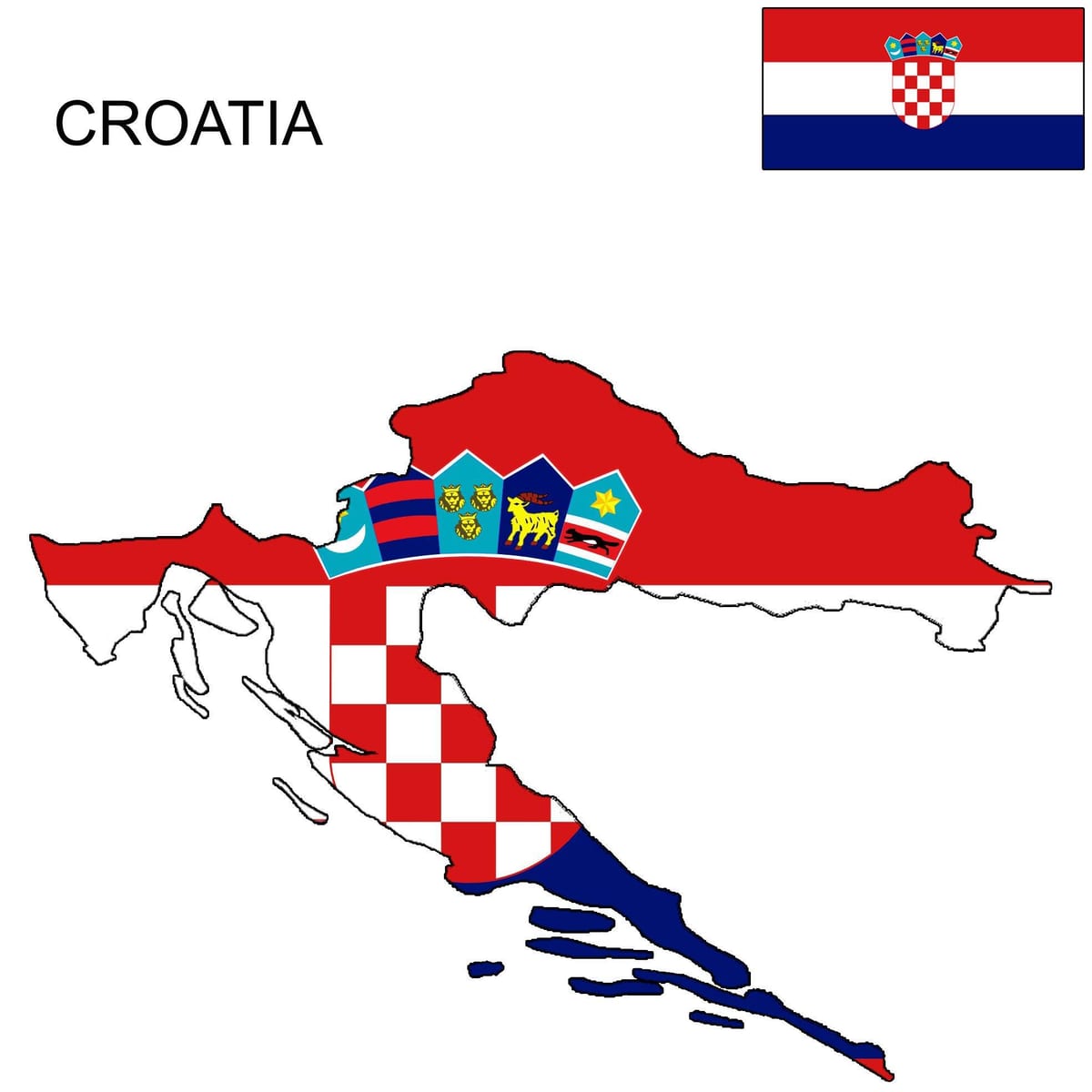 сцяг Харватыі на карце 