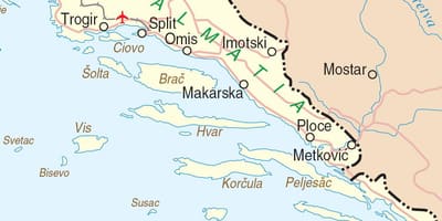 Карта Паўднёвай Харватыі