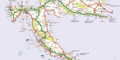 Падрабязная карта дарог Харватыі