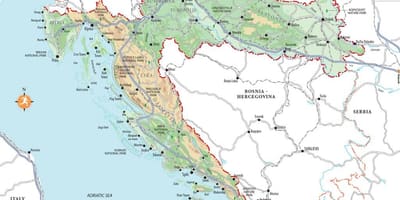 Спліт пляжы Харватыі на карце