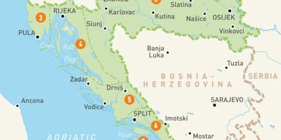 Карта Харватыі рэгіёны 