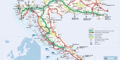 Карта Харватыі цягнік